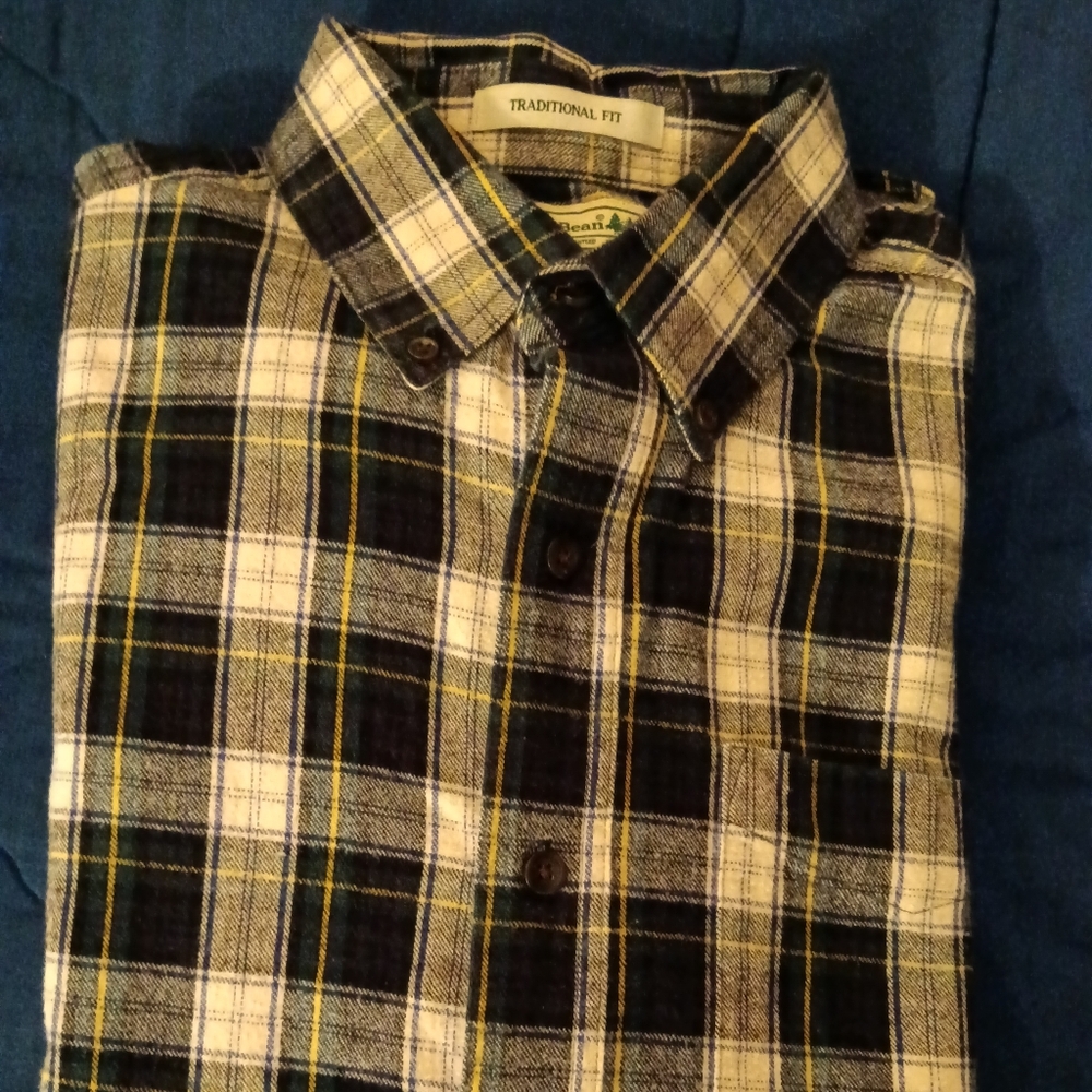 L.L. Bean Men's Scotch Plaid Flannel Shirt Traditional Fit Vintage Tartan-M